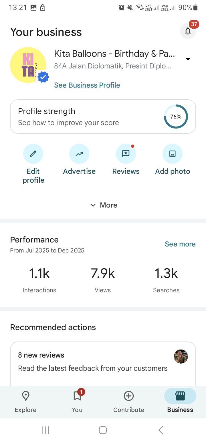 Digital Marketing Results - Kita Balloons Putrajaya Google Business 7.9k Views